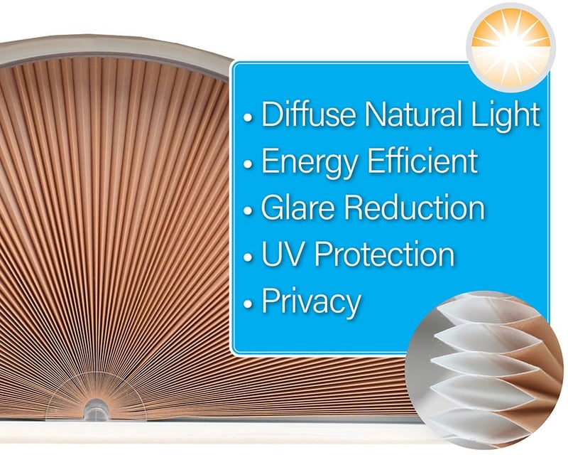 Redi Shade No Tools Original Arch Light Filtering Cellular Fabric Shade Natural, 72" W x 36" H - Image 5